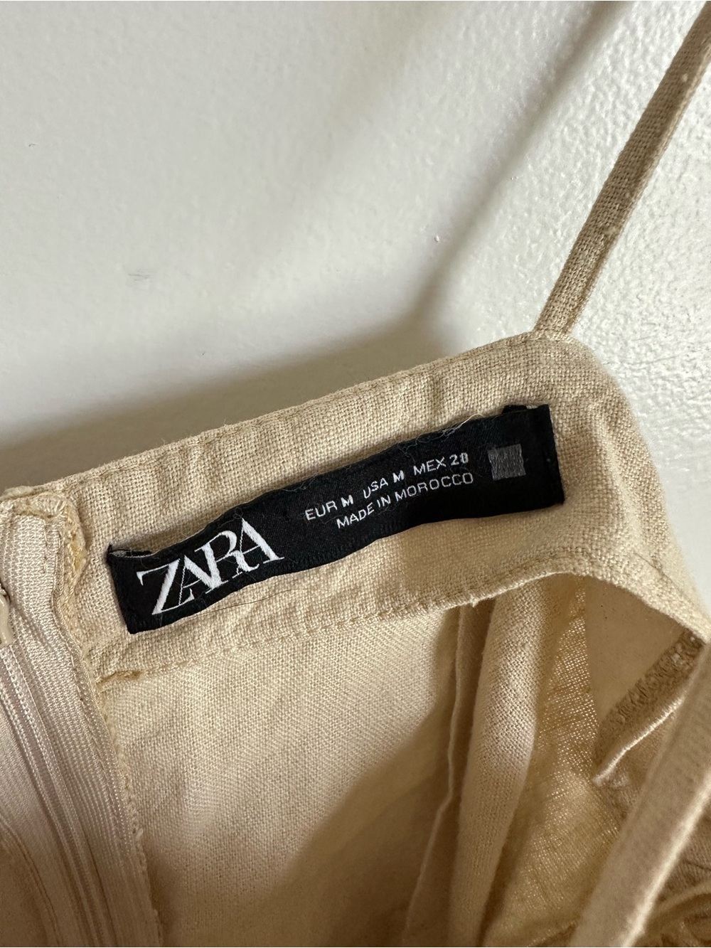Zara Linen Blend Wrap Style Sleeveless Mini Dress Beige - Picture 4 of 4